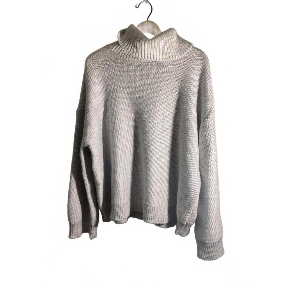 Haven Well within Pale blue Women's  Marled wool Blend Turtleneck Sweater XL